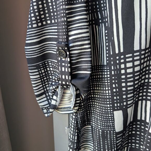 Jason Maxwell Black and White 3/4 sleeve women's medium business casual shirt - Picture 3 of 5